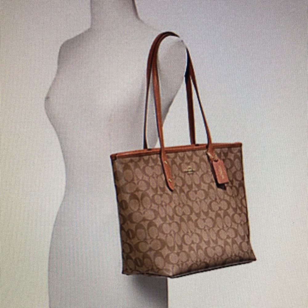 Coach khaki/blue leather city zip tote NWT - Picture 8 of 8